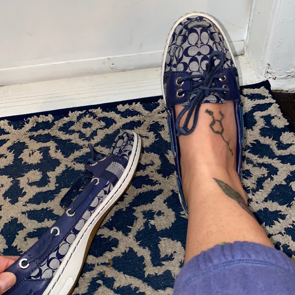 Coach shoes, blue and white, used , boat shoes